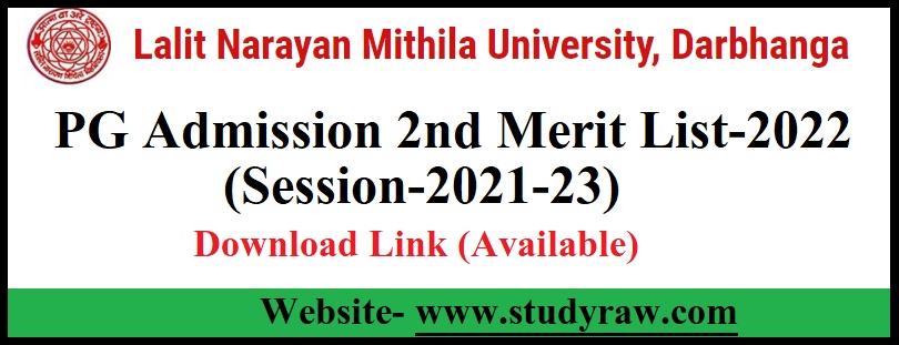 LNMU PG Admission 2nd Merit List-2022 (MA, MSc & MCom)- Mithila University