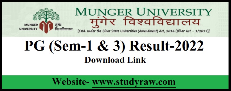 Munger University PG Sem-1 & 3 Result-2022 Download Link