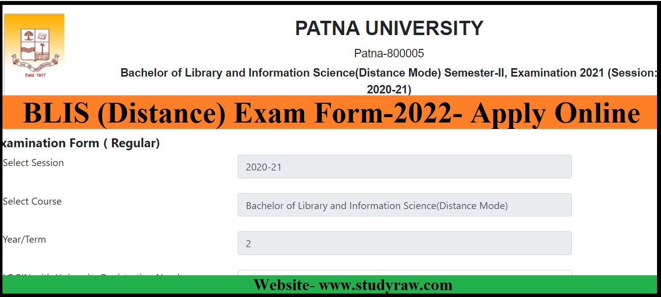 Patna University BLIS (Distance) Exam Form-2022- Apply Onlne