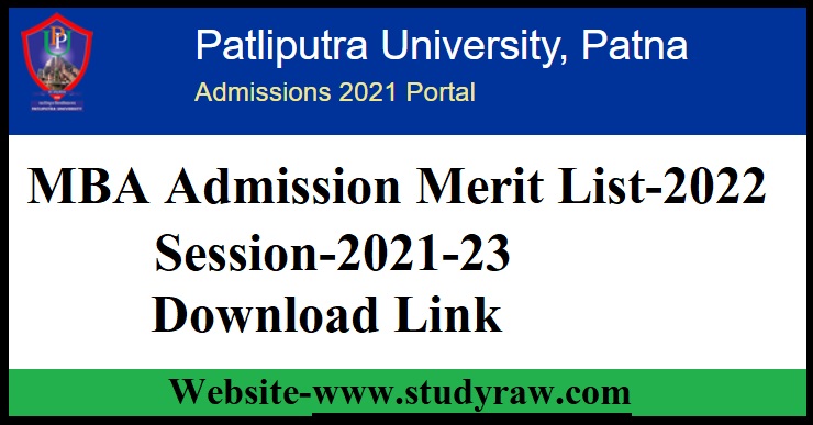 Patliputra University MBA Admission Merit List-2022 Download Link
