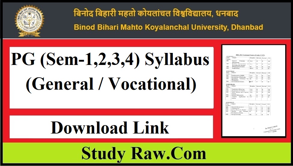BBMKU All PG Sem-1,2,3,4 Syllabus for General & Vocational Courses
