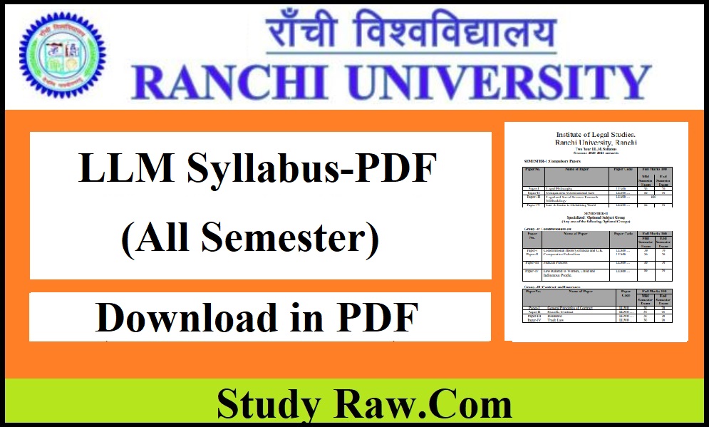 Ranchi University LLM Syllabus- Download in PDF