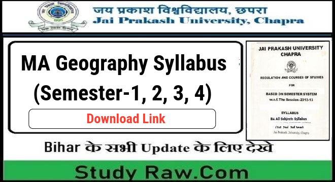 JPU MA Geography Syllabus (Semester-1, 2, 3, 4) in Jai Prakash University