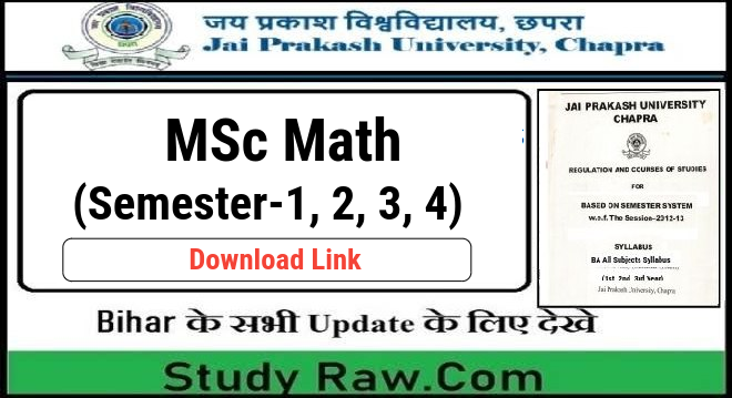 JPU MSc Math Syllabus for Semester-1, 2, 3, 4