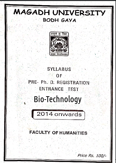 Magadh University PhD Entrance Bio-Technolgoy Syllabus