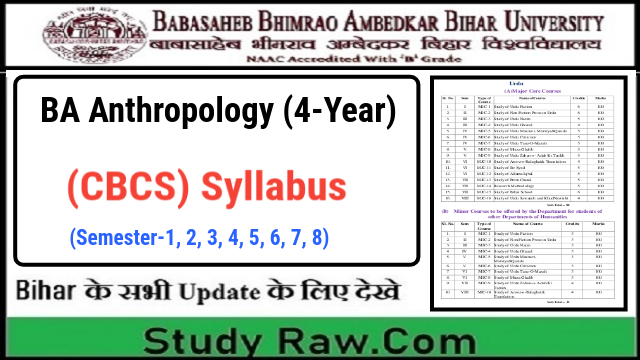 BRABU BA-Anthropology New Syllabus CBCS Semester-1, 2, 3, 4, 5, 6, 7, 8