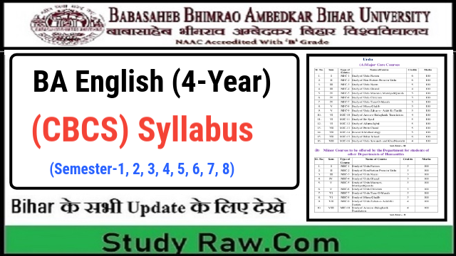 BRABU BA English (4-Year) New Syllabus CBCS Semester-1, 2, 3, 4, 5, 6, 7, 8