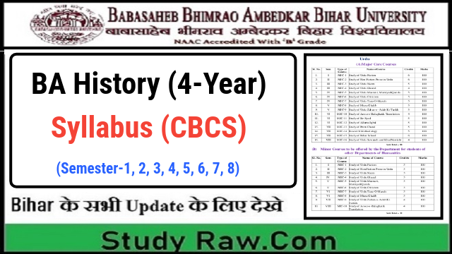 BRABU BA History New Syllabus CBCS Semester-1, 2, 3, 4, 5, 6, 7, 8 ...