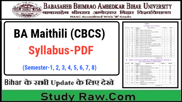 BRABU BA Maithili New Syllabus CBCS Semester-1, 2, 3, 4, 5, 6, 7, 8