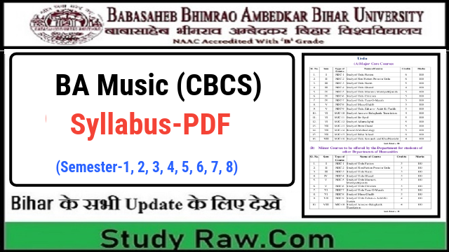 BRABU BA Music New Syllabus CBCS Semester-1, 2, 3, 4, 5, 6, 7, 8