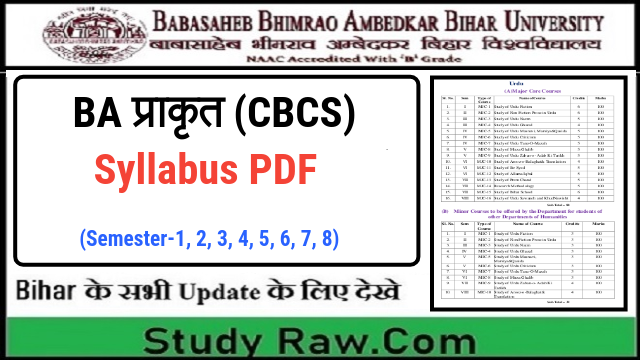 BRABU BA Prakrit New Syllabus- CBCS Semester-1, 2, 3, 4, 5, 6, 7, 8