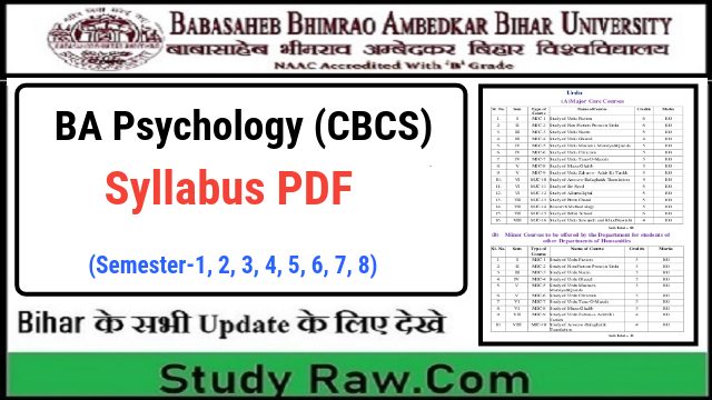 BRABU BA Psychology New Syllabus CBCS Semester-1, 2, 3, 4, 5, 6, 7, 8