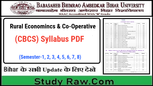 BRABU BA Rural Economincs & Co-Operative New Syllabus- CBCS Semester-1, 2, 3, 4, 5, 6, 7, 8