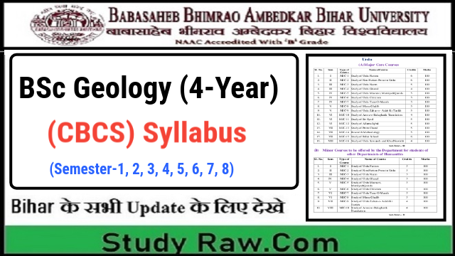 BRABU BSc Geology New Syllabus CBCS Semester-1, 2, 3, 4, 5, 6, 7, 8