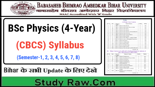 BRABU BSc Physics New Syllabus CBCS Semester-1, 2, 3, 4, 5, 6, 7, 8 ...