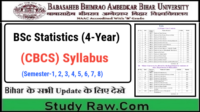 BRABU BSc Statistics New Syllabus CBCS Semester-1, 2, 3, 4, 5, 6, 7, 8