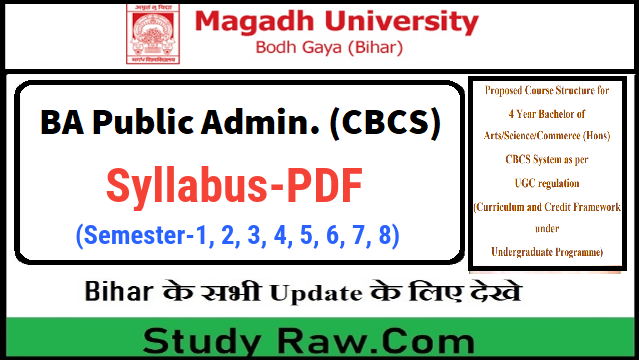 Magadh University 4 Year BA Public Administration Syllabus PDF