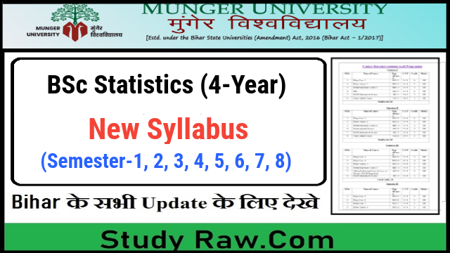 Munger University BSc Statistics Syllabus Semester-1, 2, 3, 4, 5, 6, 7, 8