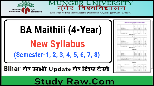 Munger University UG Maithili New Syllabus CBCS Semester-1, 2, 3, 4, 5, 6, 7, 8