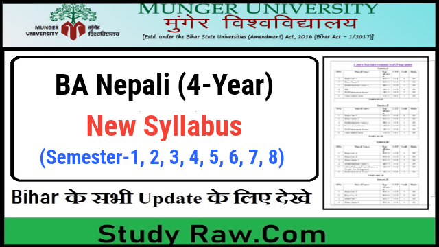 Munger University UG Nepali New Syllabus CBCS Semester-1, 2, 3, 4, 5, 6, 7, 8