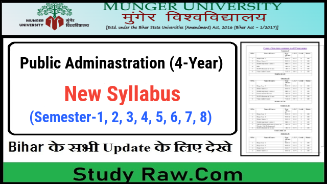 Munger University UG Public Adminastration New Syllabus CBCS Semester-1, 2, 3, 4, 5, 6, 7, 8