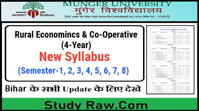 Munger University UG Rural Economincs & Co-Operative New Syllabus CBCS Semester