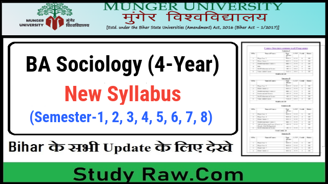Munger University UG Sociology New Syllabus CBCS Semester-1, 2, 3, 4, 5, 6, 7, 8
