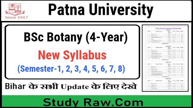 Patna University BSc Botany New Syllabus CBCS Semester-1, 2, 3, 4, 5, 6, 7, 8