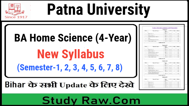 Patna University UG Home Science New Syllabus CBCS Semester-1, 2, 3, 4, 5, 6, 7 8