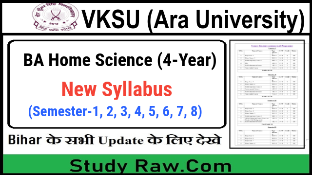 VKSU BA Home Science New Syllabus CBCS Semester-1, 2, 3, 4, 5, 6, 7, 8