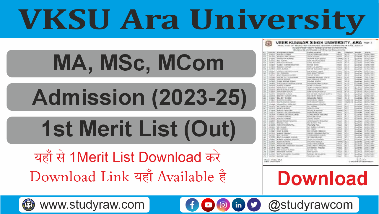 VKSU PG 1st Merit List 2024 MA MSc MCom Session 2023-25
