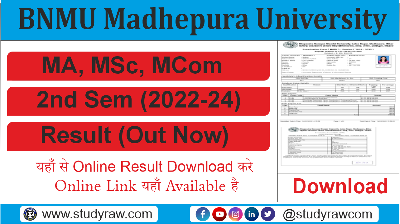 BNMU PG 2nd Sem Result 2024 MA MSc MCom Session 2022-24