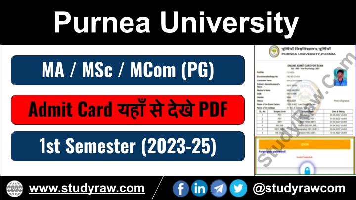 Purnea University PG 1st Sem Admit Card 2024 MA MSc MCom 2023-25