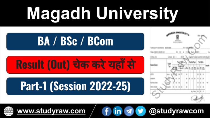 Magadh University Part-1 Result 2024 Session 2022-25 BA BSc BCom