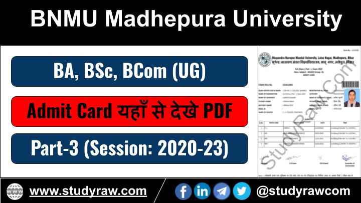 BNMU 3rd Admit Card 2024 BA BSc BCom 2020-23