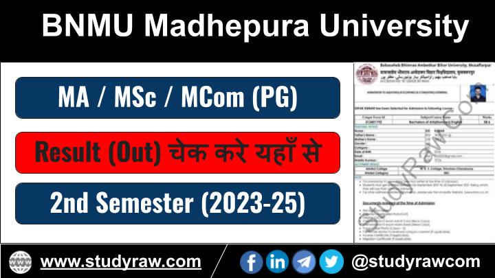 BNMU PG 2nd Sem Result 2023-25 MA MSc MCom 2023-25