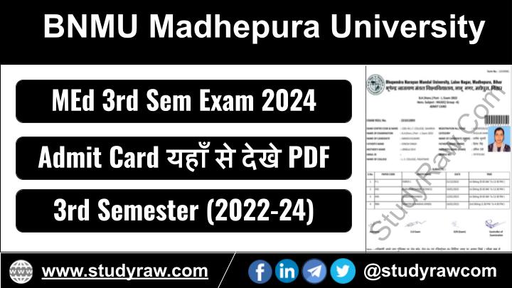 BNMU MEd 3rd Sem Admit Card 2024 / Session 2022-24 Download