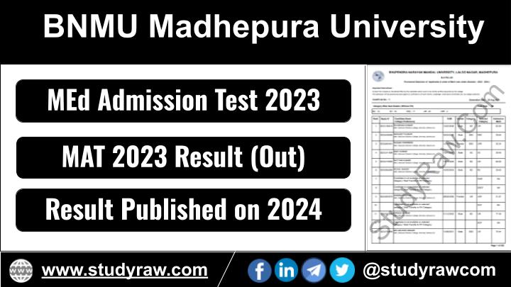 BNMU MEd Entrance Result 2024 Download MAT 2023 Result