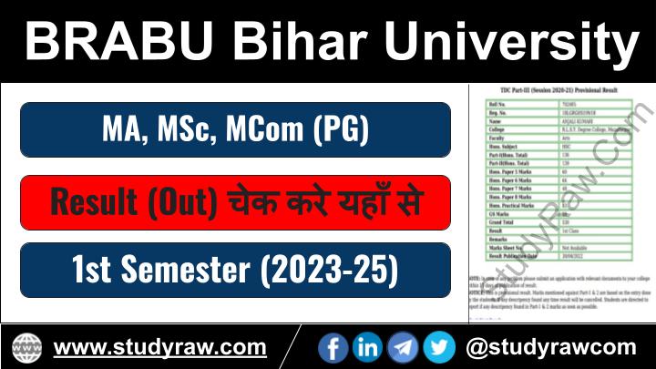 BRABU PG 1st Sem Result 2024 MA MSc MCom 2023-25