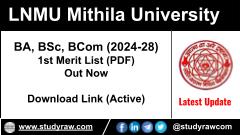 LNMU 1st Merit List 2024 BA BSc BCom 2024-28 PDF