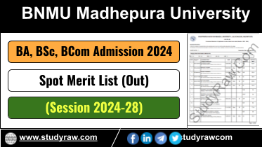 BNMU Graduation Spot Merit List 2024 BA BSc BCom