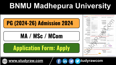 BNMU PG Admission 2024-26 MA MSc MCom