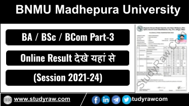 BNMU Part-3 Result 2021-24 PDF BA BSc BCom