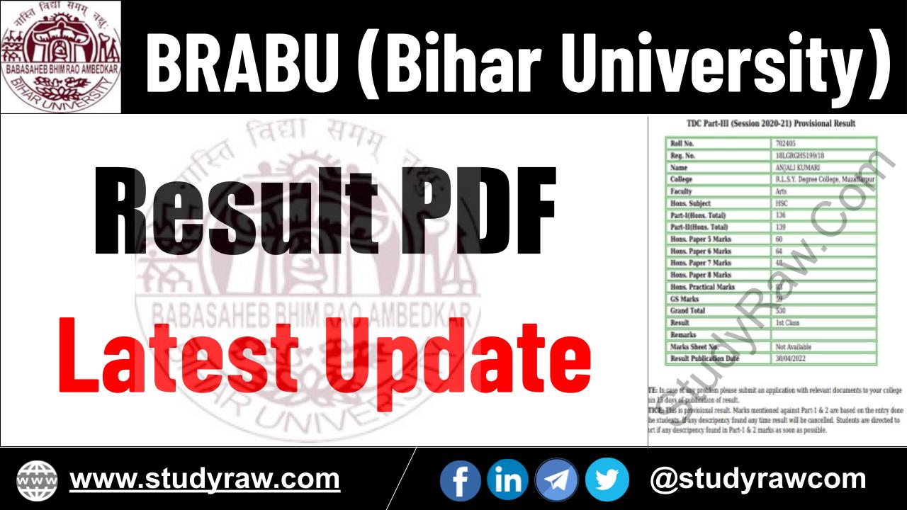 BRABU Result Update BA BSc BCom PG PhD Vocational Diploma