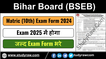 Bihar Board 10th Matric Exam Form 2024 BSEB Matric Exam 2025