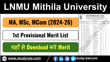 LNMU PG 1st Provisional Merit List 2024-26 MA MSc MCom