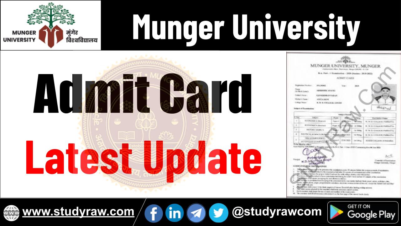 Munger University Admit Card Update UG PG PhD Vocational Diploma