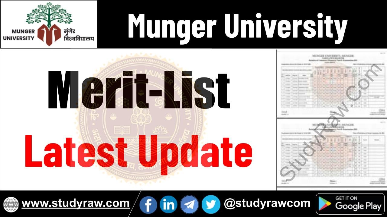 Munger University Merit List Update UG PG PhD Vocational Diploma
