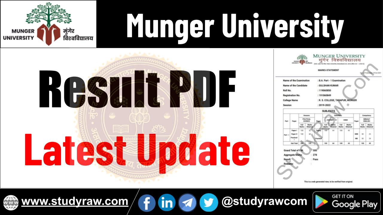 Munger University Result Update UG PG PhD Vocational Diploma