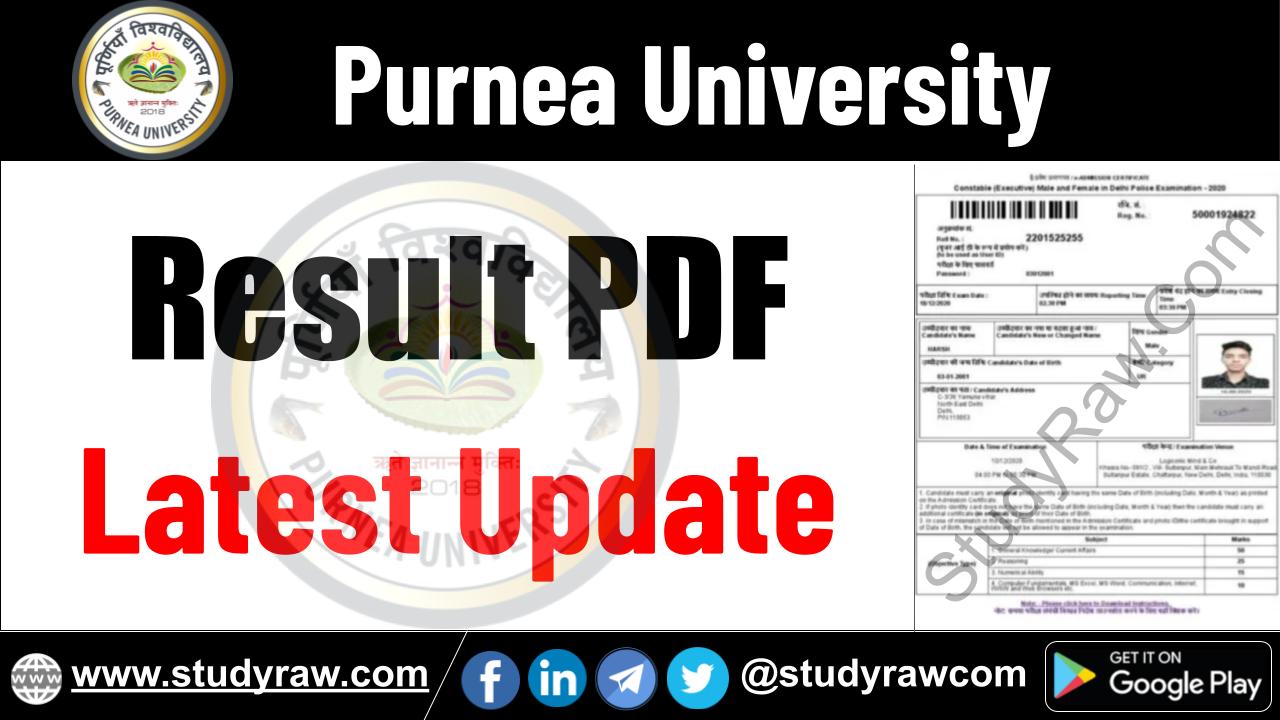 Purnea University Result Update BA BSc BCom PG PhD Vocational Diploma